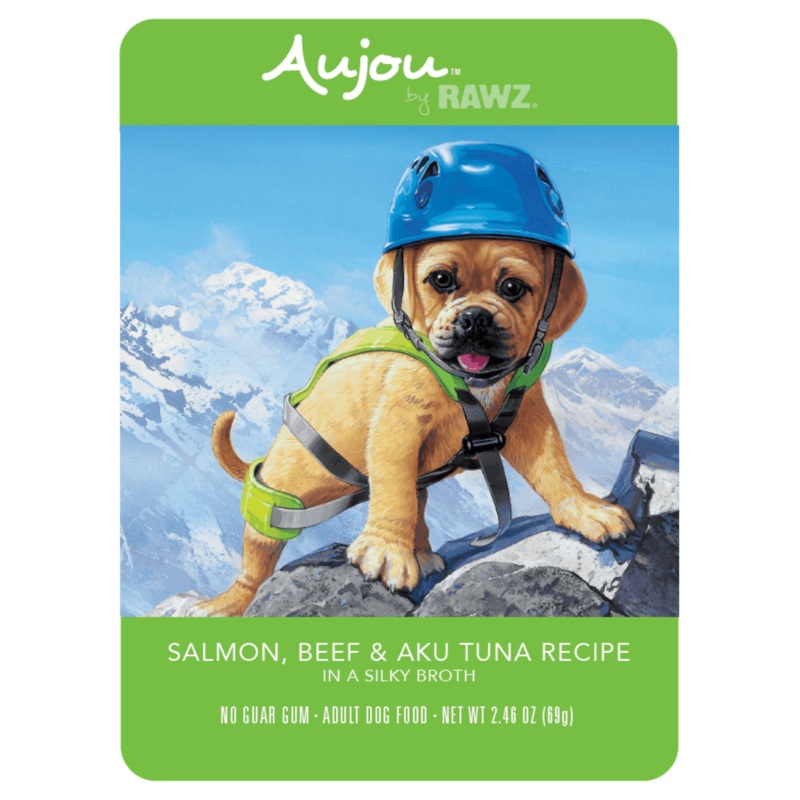 Rawz Wet Dog Food AuJus 2.5oz Aku Tuna Salmon and Beef