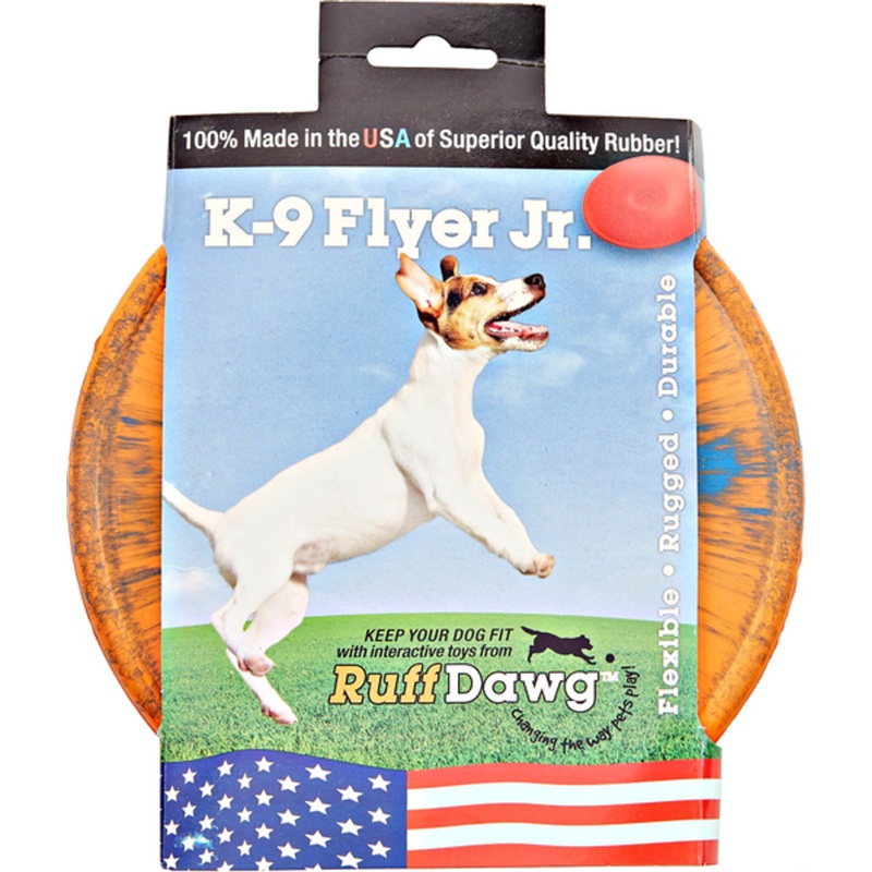 Ruff Dawg K9 Jr Flyer Rubber Indestructible Retrieving Dog Toy Assorted