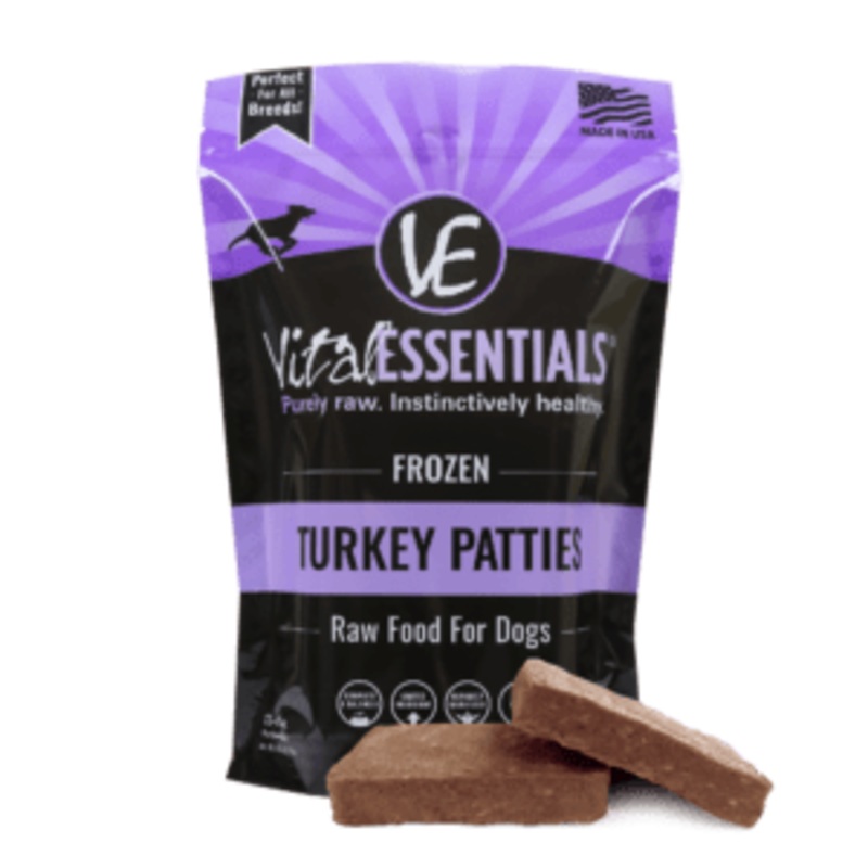 Vital Essentials Frozen Dog Food 6lb Patties Turkey