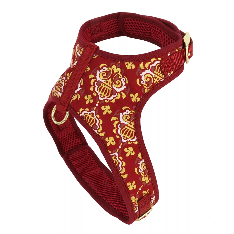 Coastal Accent Metallic Adjustable 5/8in Wide 16-20in Dog Harness Burgandy Crowns