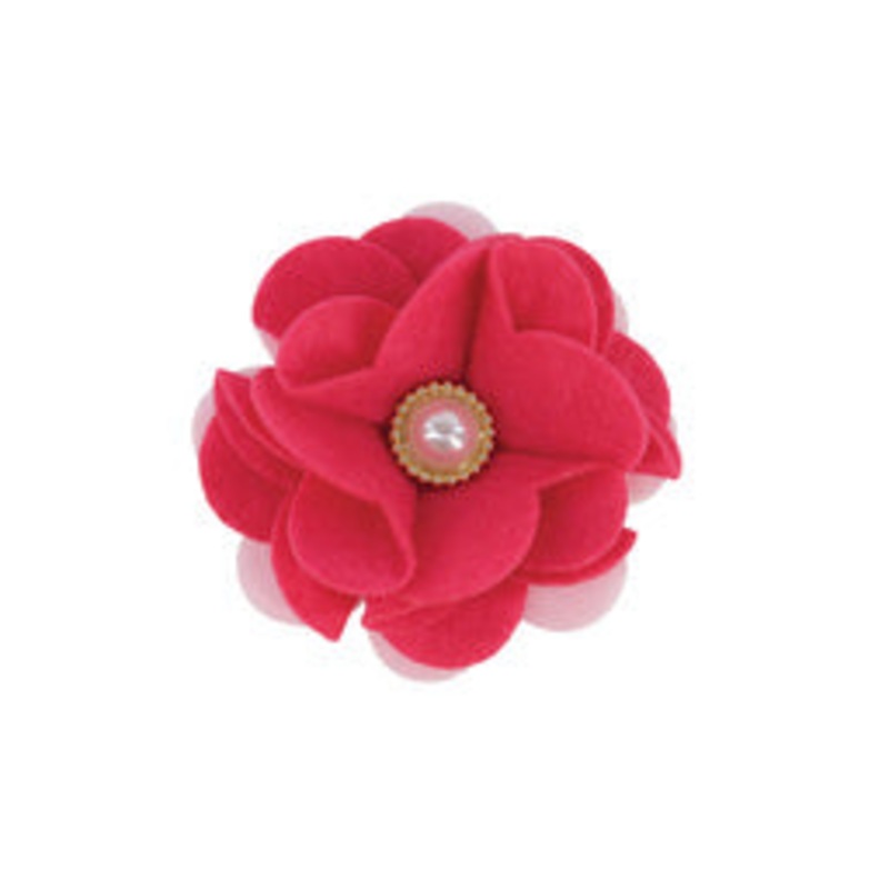 Coastal Accent Metallic Dog Collar Embellishment, Pink Flower