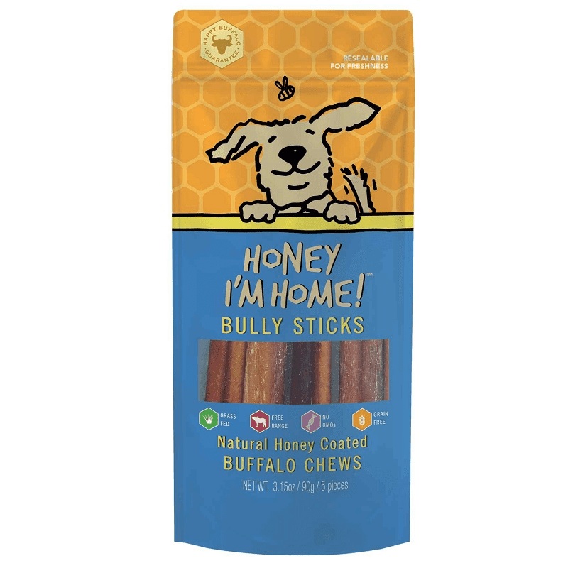 Honey I'm Home Dog Treats Buffalo Bully Sticks 5pk 6in