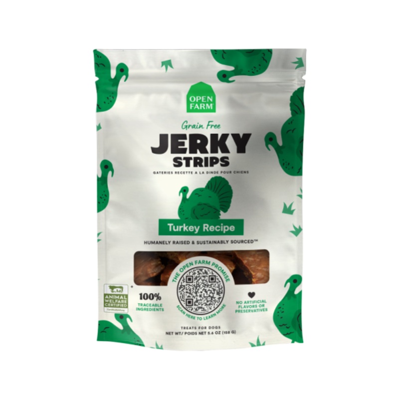 Open Farm Dog Treats Grain Free Jerky Strips Turkey 5.6 oz