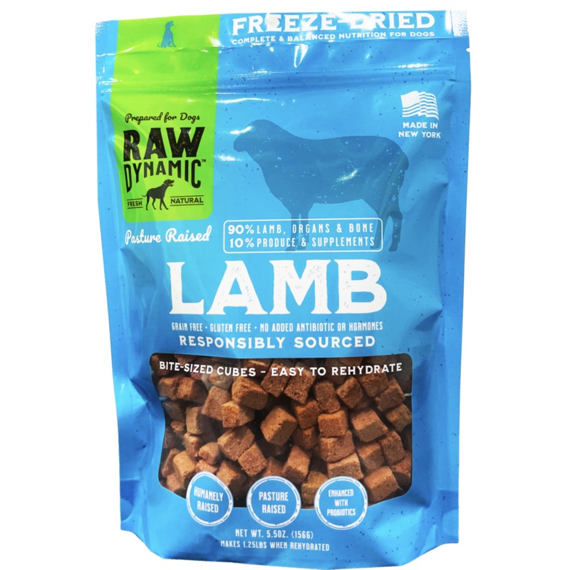 Raw Dynamic Freeze Dried Dog Food Pasture Raised Lamb Cubes 5.5 oz