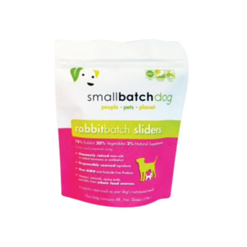 Small Batch Frozen Dog Food 1oz Sliders Rabbit 3lb