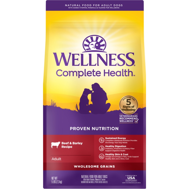 Wellness Complete Health Adult Dry Dog Food Beef & Barley Recipe 5lb Bag
