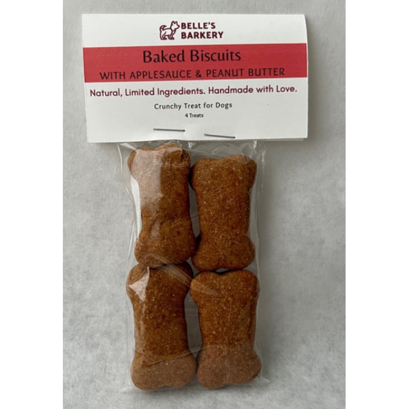 Belle's Barkery Signature Baked Dog Biscuits with Applesauce & Peanut Butter 4pk