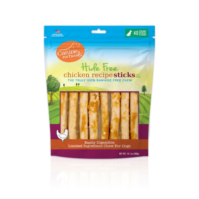 Canine Naturals Hide-Free Chicken Sticks 5in 40pk