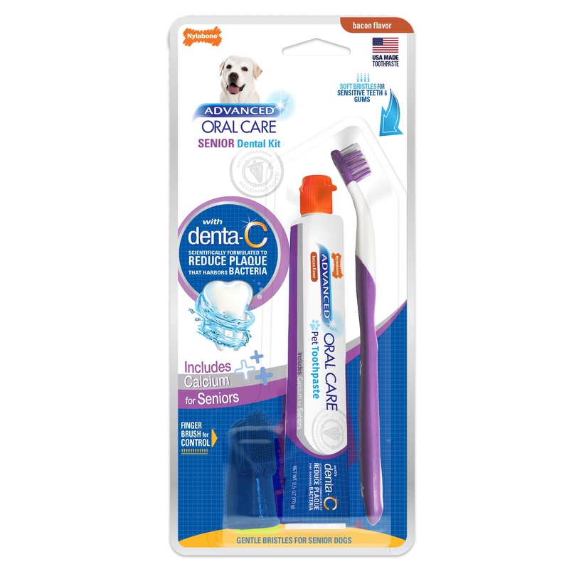 Nylabone Advanced Oral Care Senior Dog Dental Kit Bacon