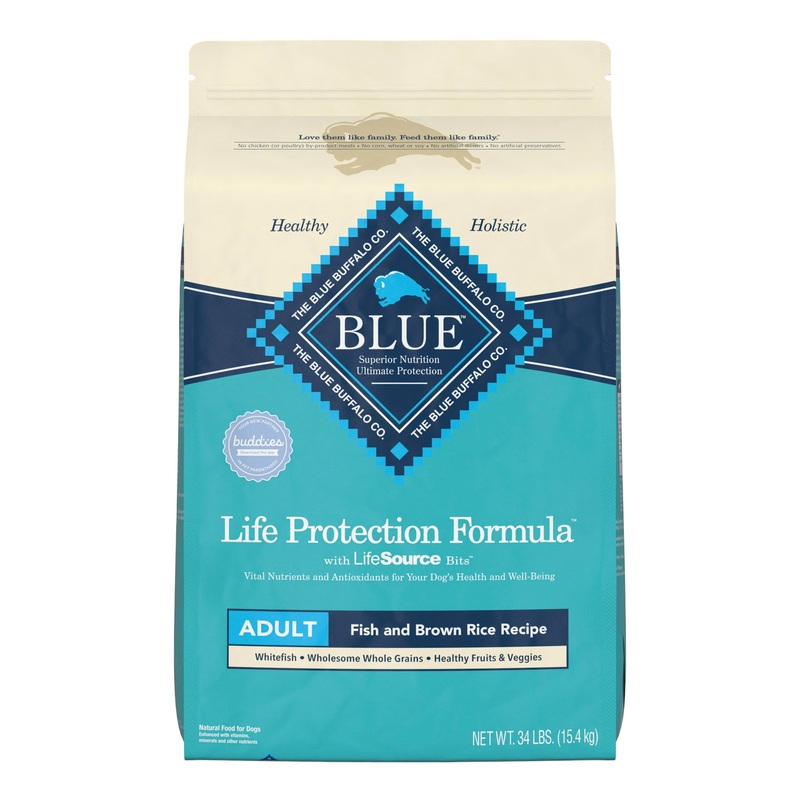 Blue Buffalo Life Protection Formula Fish and Brown Rice Dry Dog Food for Adult Dogs  Whole Grain  30 lb. Bag