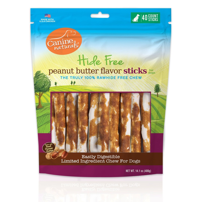 Canine Naturals Rawhide Free Peanut Butter Recipe Sticks for Dogs, 14.1oz