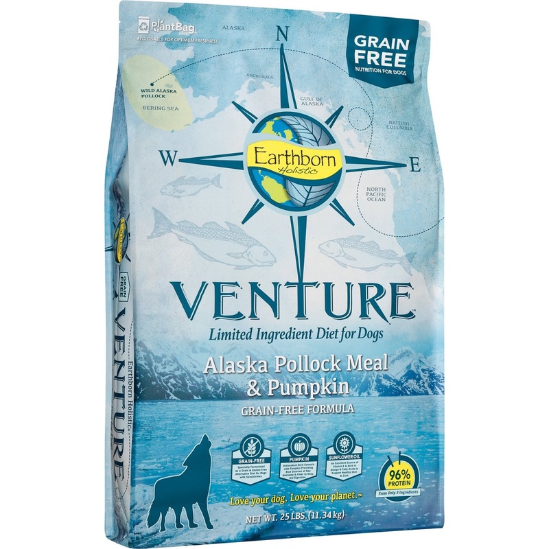 Earthborn Holistic Venture Grain-Free Limited Ingredients Alaska Pollock & Pumpkin Dry Dog Food  25 lb