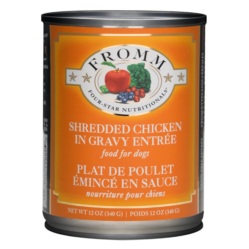 Fromm Four-Star Nutritionals Shredded Chicken in Gravy Entre Food for Dogs 12 oz