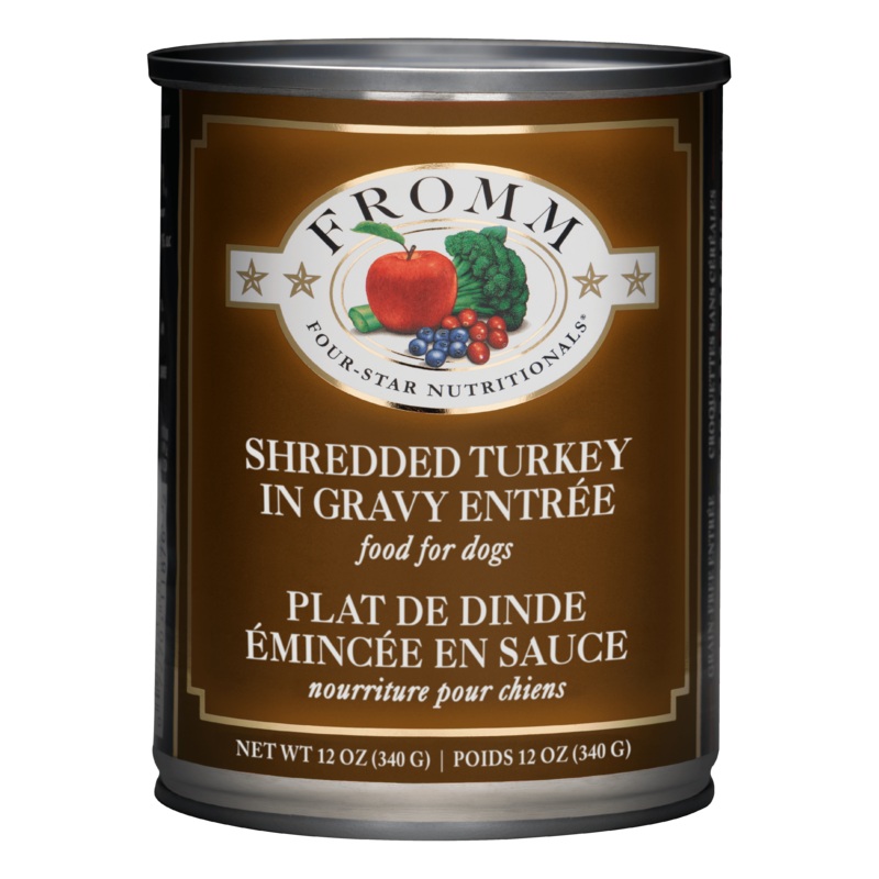 Fromm Four-Star Nutritionals Shredded Turkey in Gravy Entre Food for Dogs 12 oz