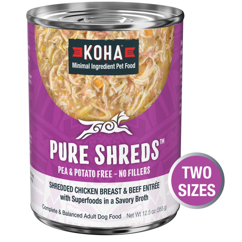Koha Wet Dog Food 12.5oz Shredded Chicken and Beef