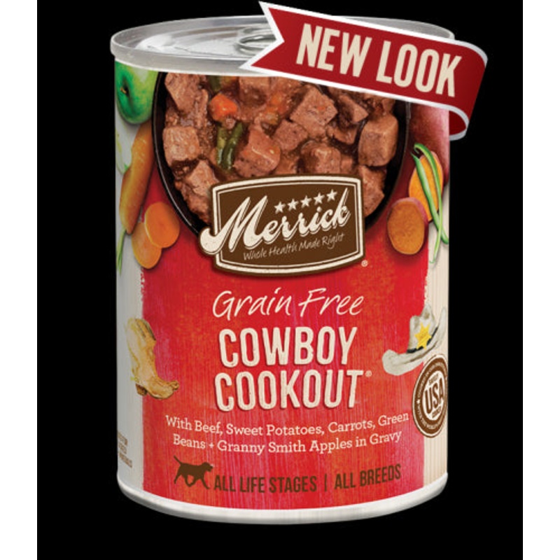 Merrick Cowboy Cookout Beef Sliced Dog Food Grain Free 12.7 oz.