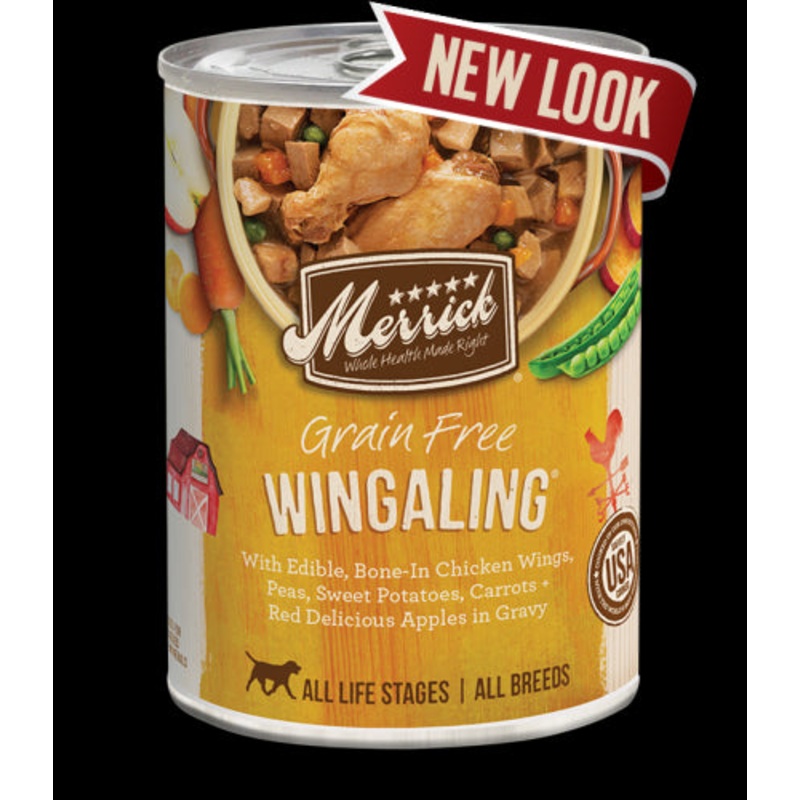 Merrick Wingaling Chicken Wing Sliced Dog Food Grain Free 12.7 oz.