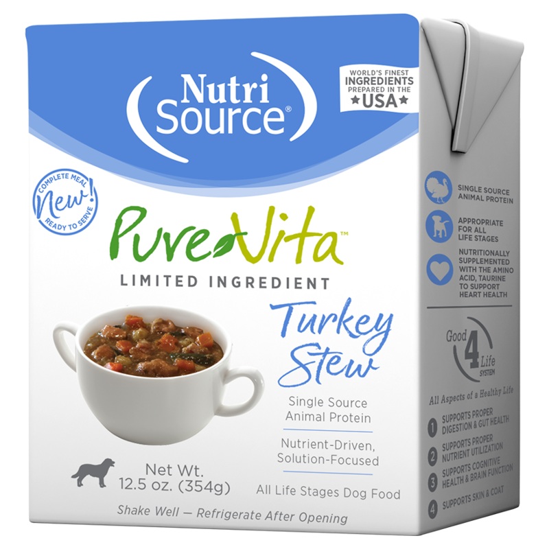 Pure Vita Wet Dog Food 12.5oz Grain Free Turkey Stew
