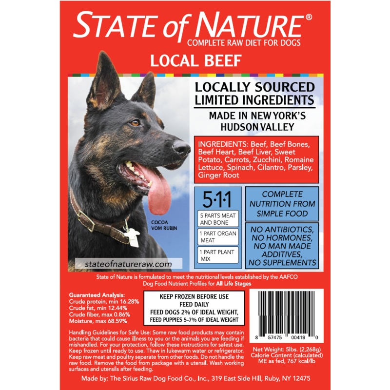 Sirius State of Nature Complete Dog Dinner 5lb Beef