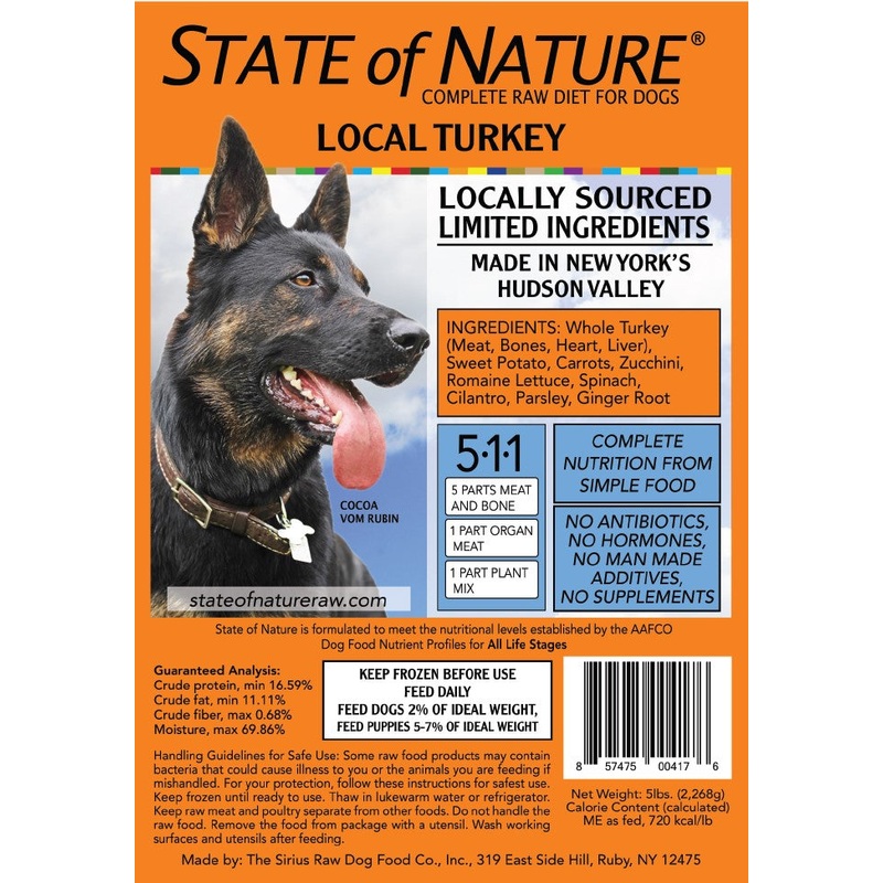 Sirius State of Nature Complete Dog Dinner 5lb Turkey