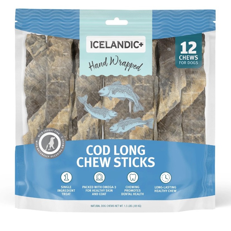 Icelandic+ Hand Wrapped Cod Chew Sticks - Long