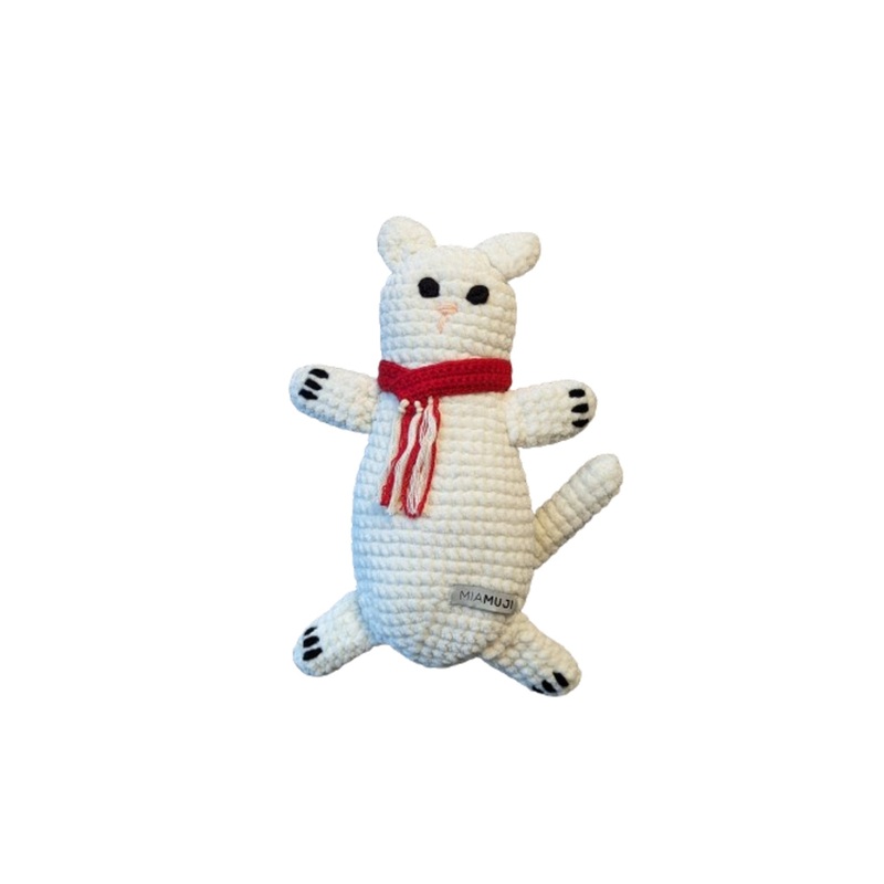 MiaMuji Crochet Dog Toy - Cotton the White Cat