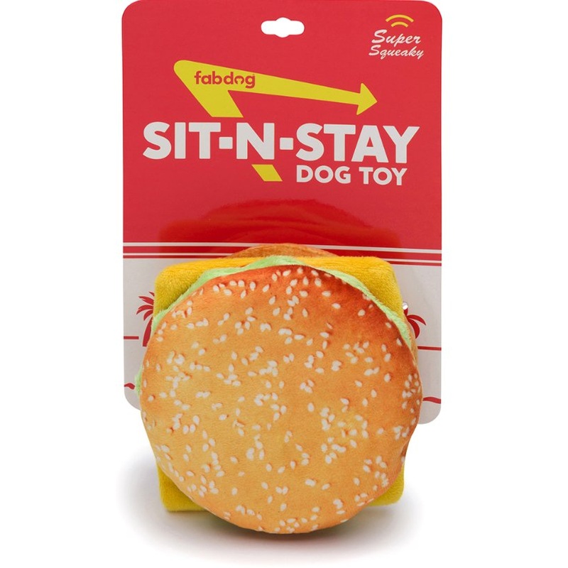 fabdog Foodies Squeak Toy - Sit-N-Stay Cheeseburger