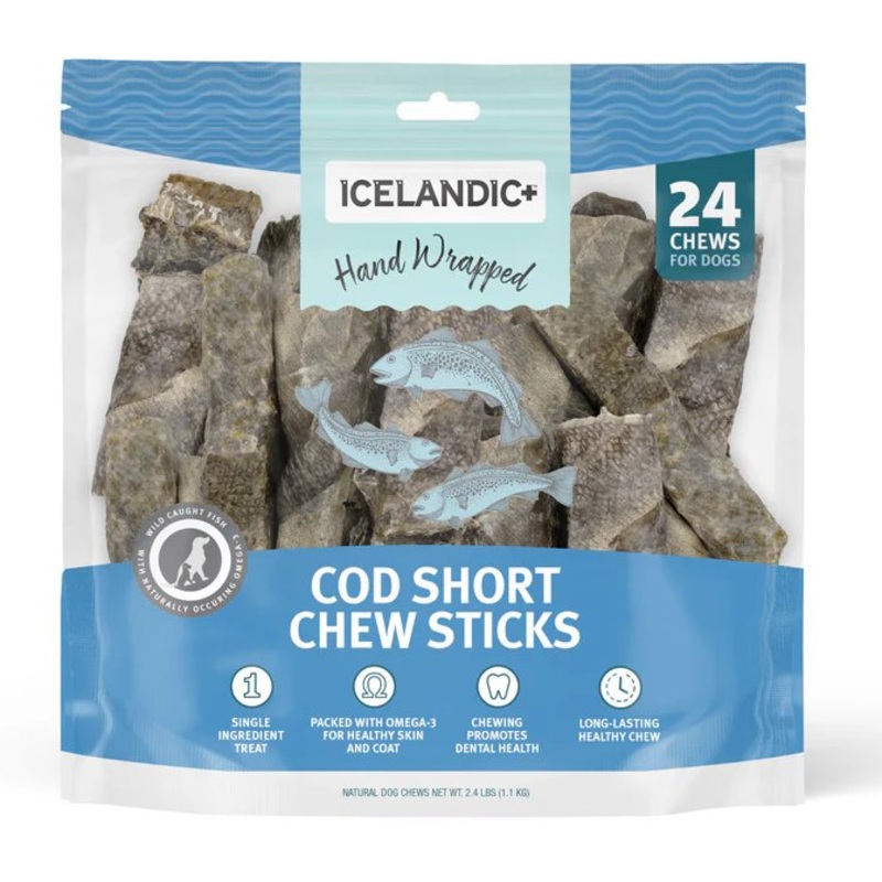 Icelandic+ Hand Wrapped Cod Chew Sticks - Short