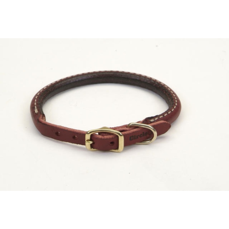 Circle T Latigo Leather Round Collar w/Brass 3/8x10"