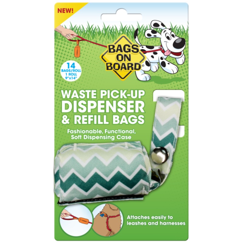 Dispenser Chevron Green & Refills | 1 Roll 14 Bags