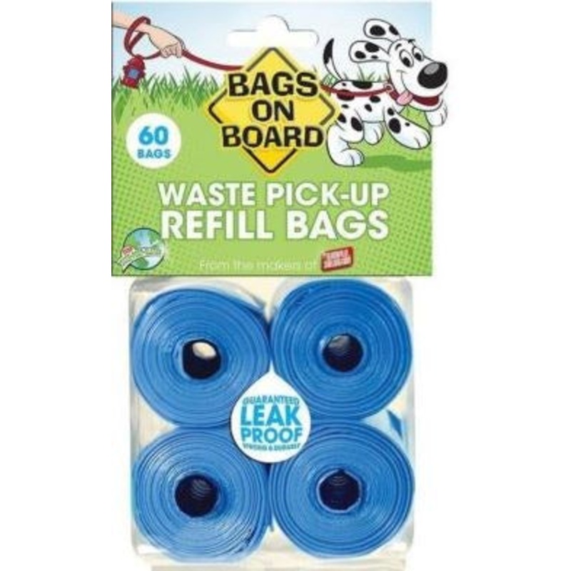 Poop Bag Refills Blue | 4 Rolls 60 Bags