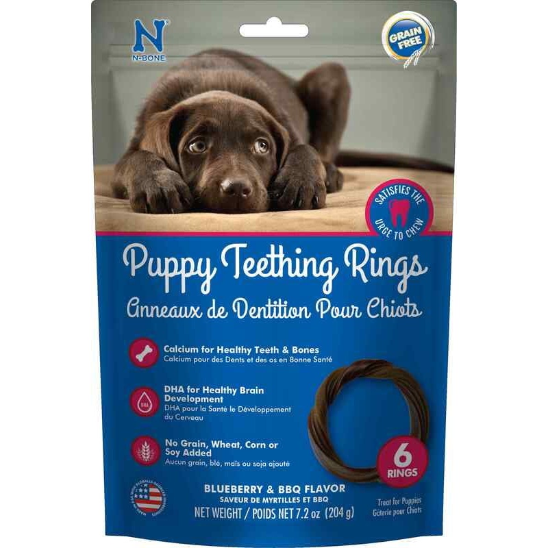 N-Bone Puppy Teething Ring GF Blueberry/BBQ 6pk