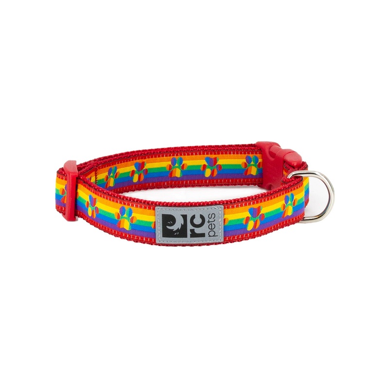RC Clip Collar Sml 3/4" Rainbow Paws