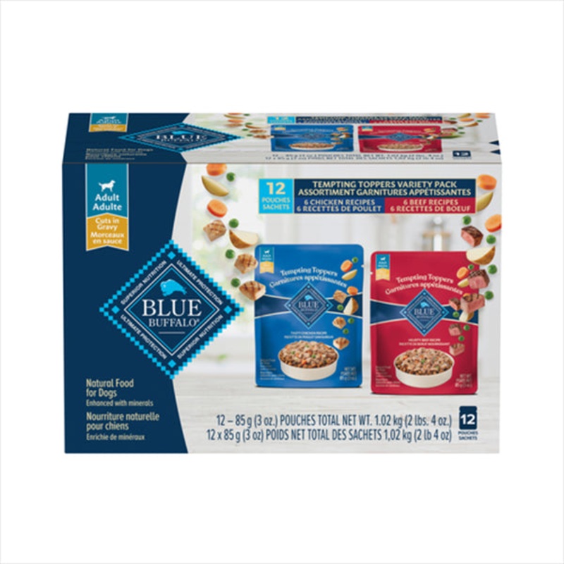 Blue Dog Toppers Variety Pack Beef/Chicken 12/3oz