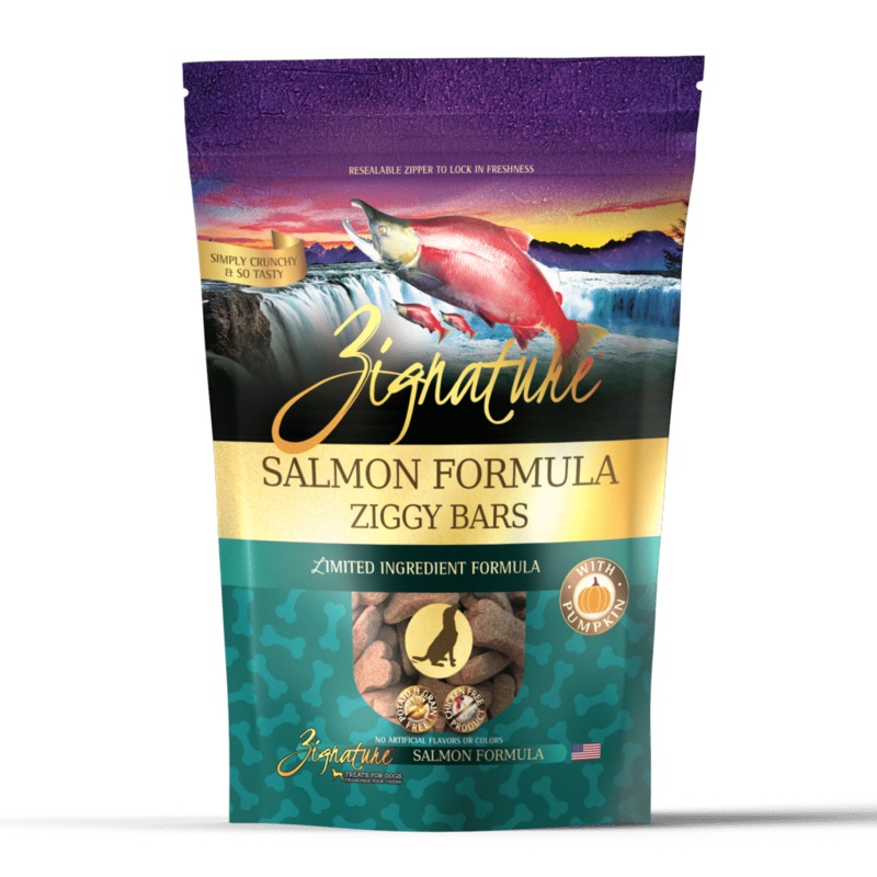 Zignature Ziggy Bars LID Salmon & Pumpkin Treats 12oz