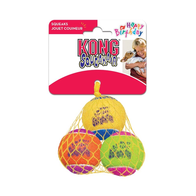 Kong Tennis Balls Birthday Assorted Medium 3PK