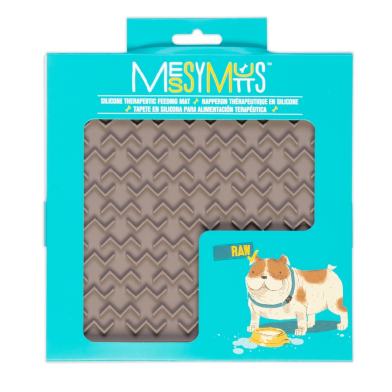 Messy Mutts Silicone Lick Mat Large 12x12" Gray