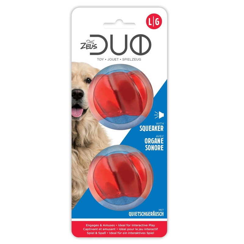 Zeus Duo Ball 6.3cm with Squeaker, 2pk