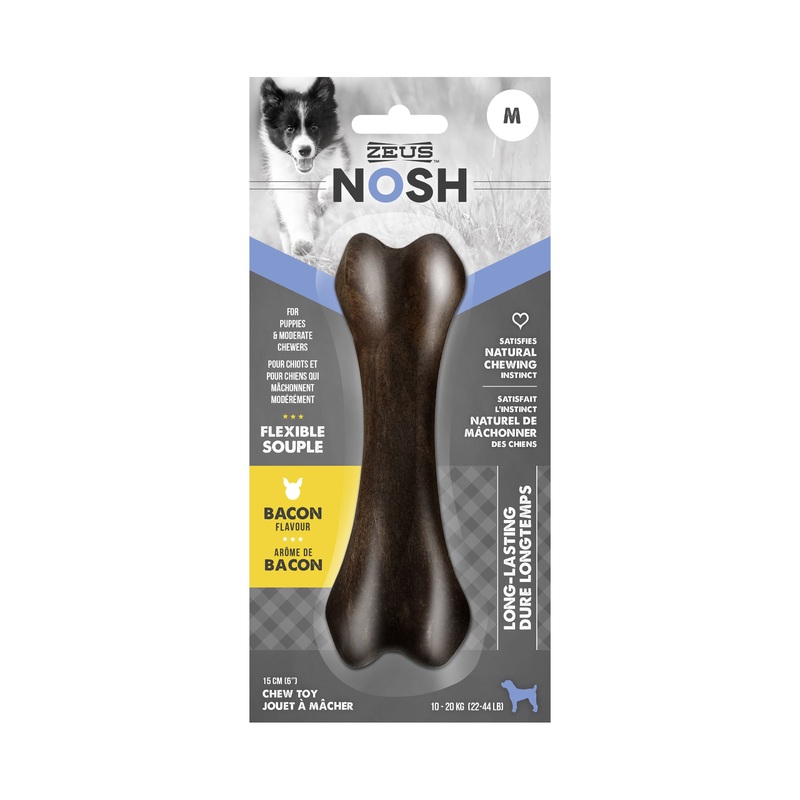 Zeus Nosh Flex Puppy Chew Bone, Bacon Medium
