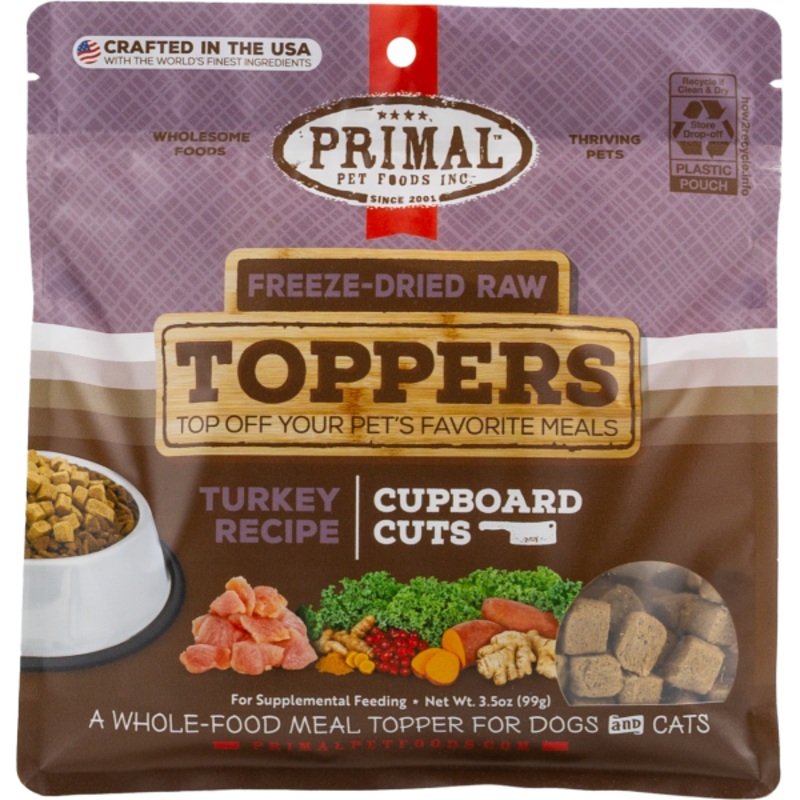 Primal Dog/Cat FD Raw Topper Cupboard Cuts Turkey 3.5oz