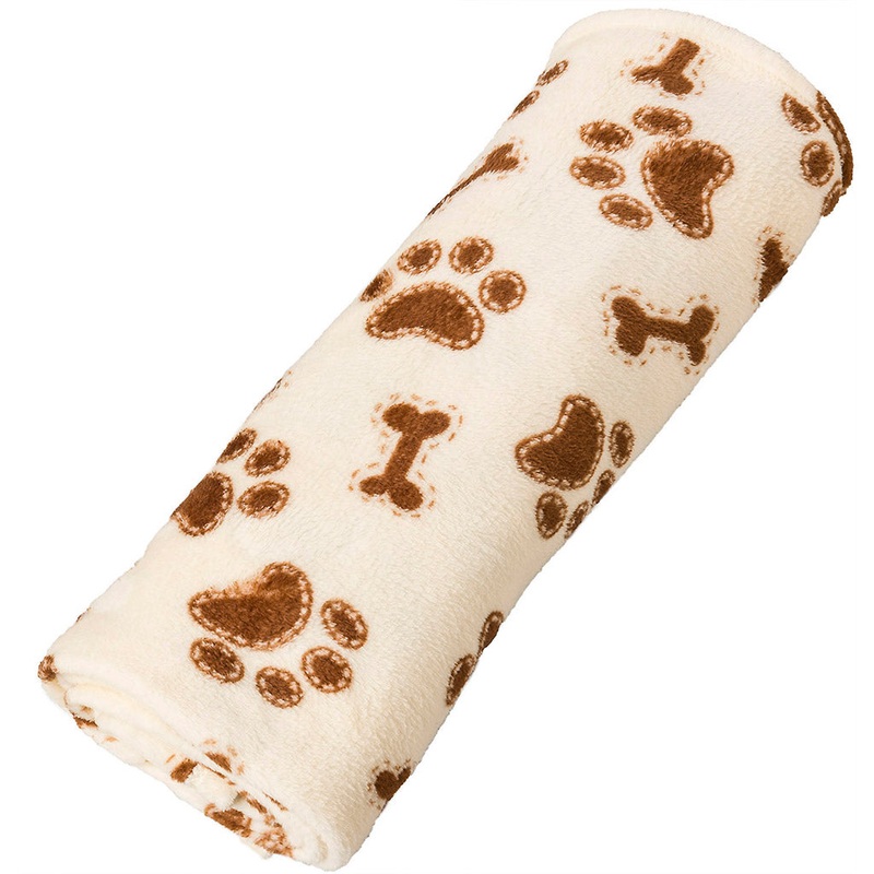 Snuggler Bones & Paws Blanket, Cream 30x40"