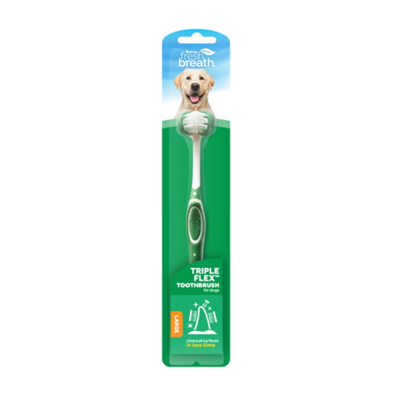 TPCLN Fresh Breath Triple Flex Toothbrush For Large Dogs