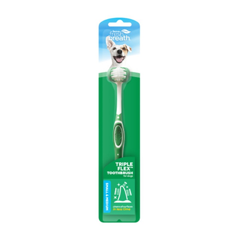 TPCLN Fresh Breath Triple Flex Toothbrush For Small Dogs Dog