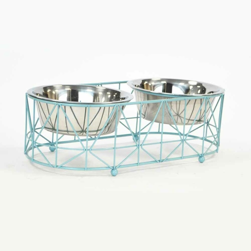 B & E Keira Blue Sky  Metal Wire 1qt Double Feeder