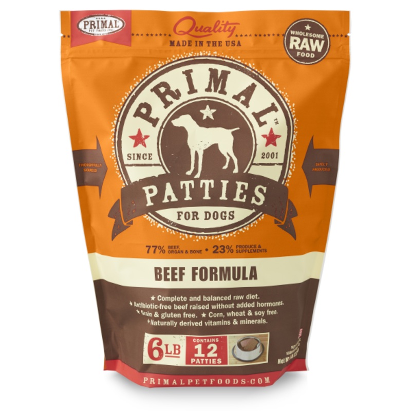 Primal Dog Raw Beef Patties 6 lb