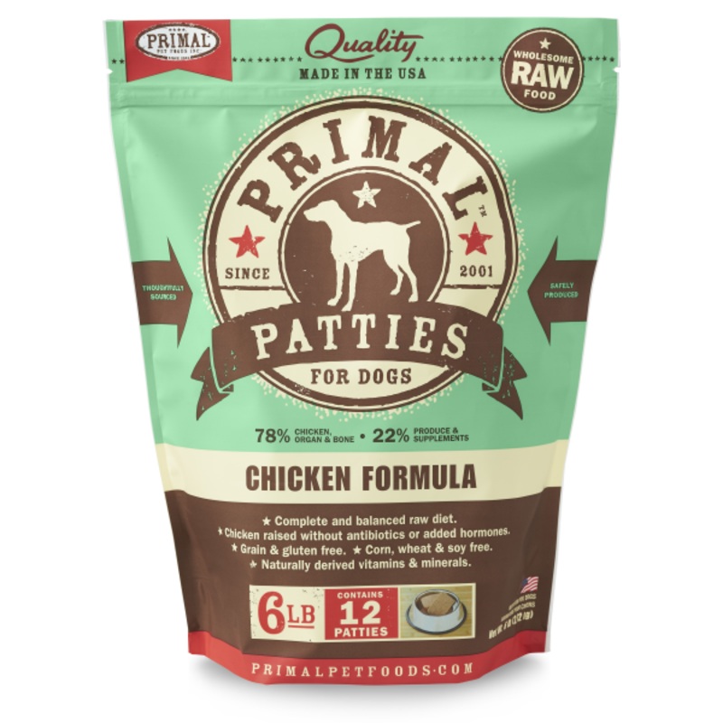 Primal Dog Raw Chicken Patties 6 lb