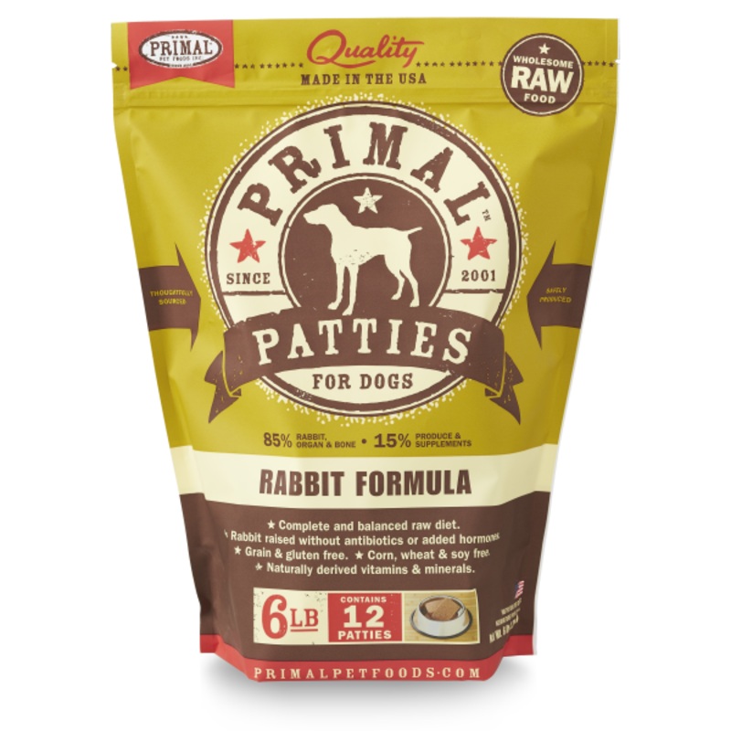 Primal Dog Raw Rabbit Patties 6 lb