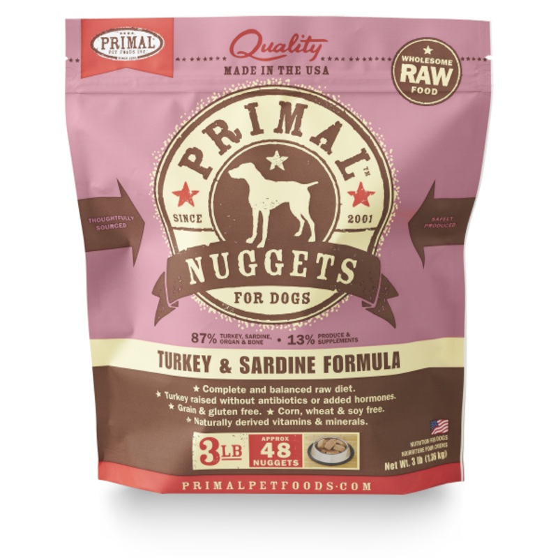 Primal Dog Raw Turkey Sardine Nuggets 3 lb