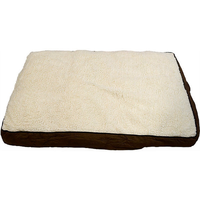 Gusset Luxury Bed Sherpa & Brown Suede 35x44"