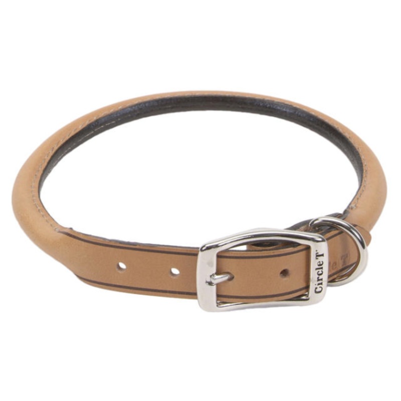 Leather Round Rolled Collar Tan 24x1"